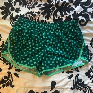 Danskin Now Green Polka Dot Athletic Shorts